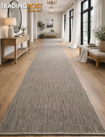 Malia Taupe Linen Hallway Runner Non-Slip 67cm Wide 8M - CHINO 20022 TAUPE LINEN...