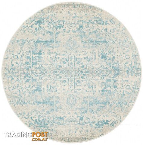 Evoke Glacier White Blue Transitional Round Rug 150X150CM - EVO-253-WBLU-150X150 - photo 4 of 17