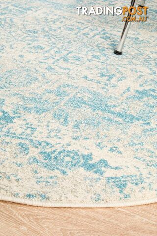 Evoke Glacier White Blue Transitional Round Rug 150X150CM  - EVO-253-WBLU-150X150 - photo 5 of 17