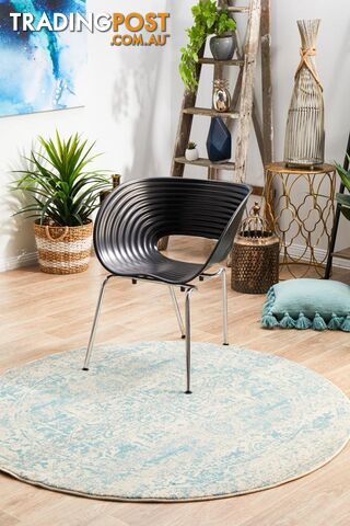 Evoke Glacier White Blue Transitional Round Rug 150X150CM - EVO-253-WBLU-150X150 - photo 2 of 17