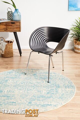 Evoke Glacier White Blue Transitional Round Rug 150X150CM - EVO-253-WBLU-150X150 - photo 1 of 17