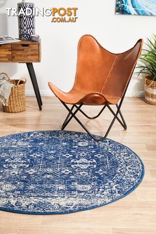 Evoke Oasis Navy Transitional Round Rug 240X240CM - EVO-252-NAVY-240X240