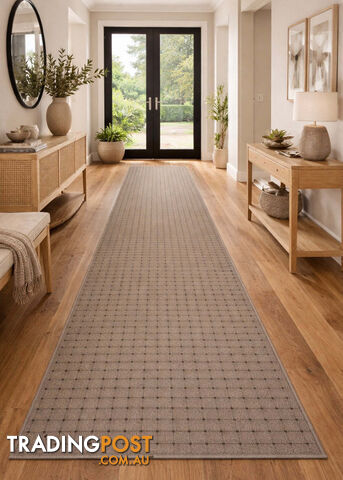 Roma Dots Taupe Hallway Runner 80CM Wide 1M - MOS JAZZ TAUPE 80CM