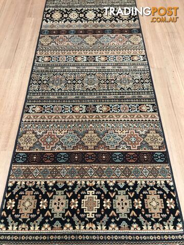 Afghan Black Hallway Runner 80CM Wide 5M  - Afghan 135 Black