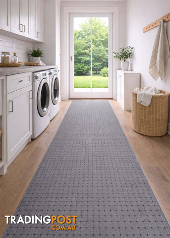 Roma Dots Grey Black Hallway Runner 80CM Wide 16M - STANFORD GREY WHITE 80CM