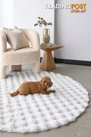 Bubble White Round - Machine Washable Rug 100X100CM - BUB-WHITE-100X100