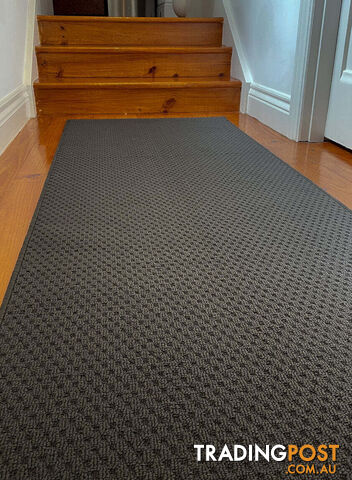 Phoenix Charcoal Hall Runner 80cm Wide Non Slip Backing 4M  - TANGO - GREY CHARCOAL