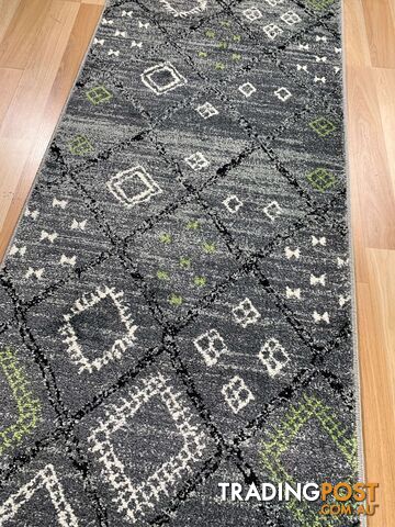 Seville Grey Green Hallway Runner 80CM Wide 1M  - AXON-614567-Grey-Green-Runner