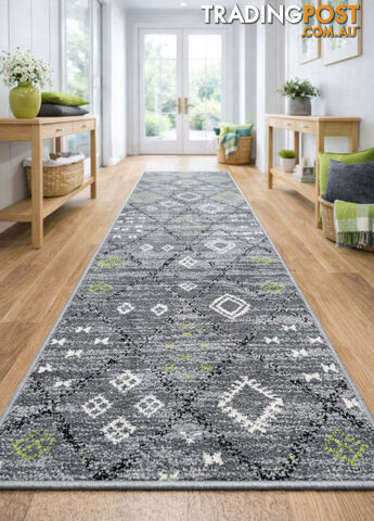 Seville Grey Green Hallway Runner 80CM Wide 1M - AXON-614567-Grey-Green-Runner