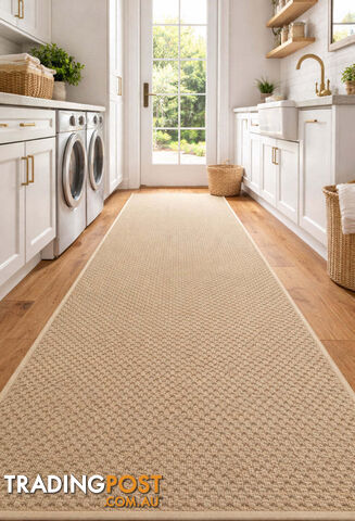 Phoenix Beige Hall Runner 67cm Wide Non Slip Backing 11.5M - TANGO - BYRON BAY