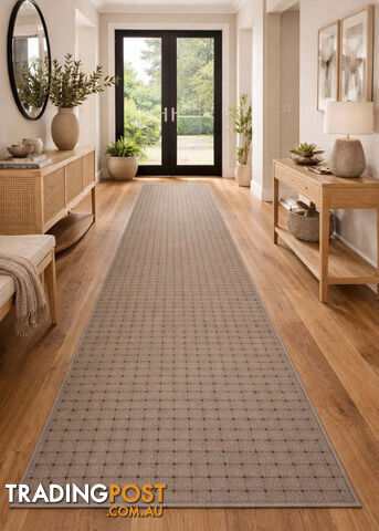 Roma Dots Taupe Hallway Runner 80CM Wide 11.5M - MOS JAZZ TAUPE 80CM