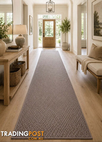 Phoenix Taupe Hall Runner 67cm Wide Non Slip Backing 9M - TANGO - TAUPE 80CM