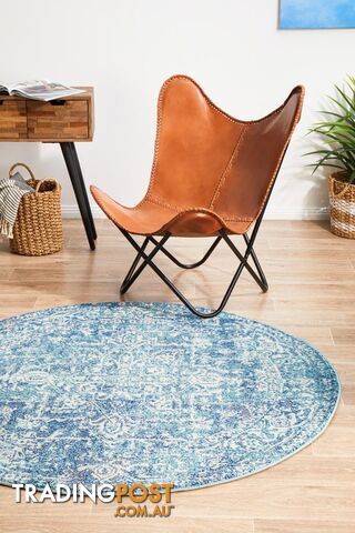 Evoke Muse Blue Transitional Round Rug 200X200CM - EVO-253-BLUE-200X200