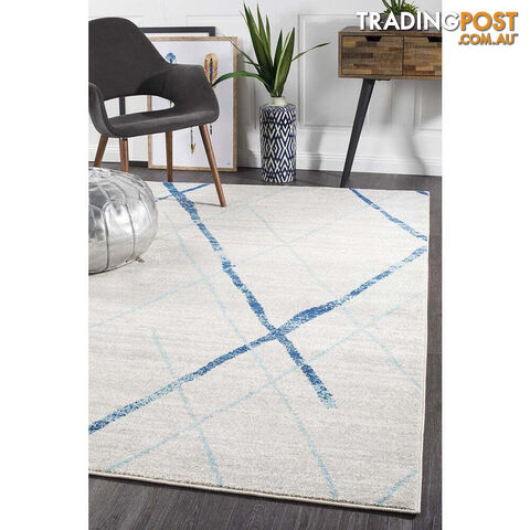 Oasis Noah White Blue Contemporary Rug 230X160cm - OAS-452-BLUE-230X160