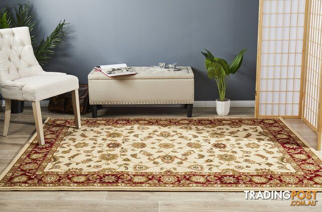 Classic Rug Ivory with Red Border 300x80cm - SYD-1-IR-300X80