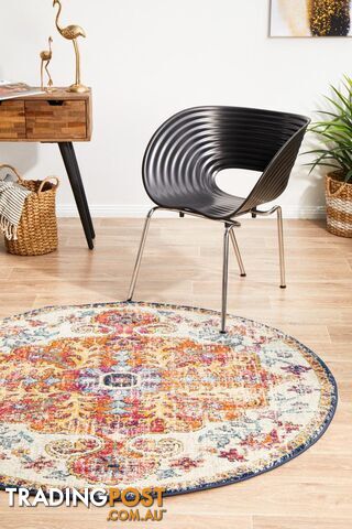 Evoke Carnival White Transitional Round Rug 200X200CM - EVO-254-WHI-200X200