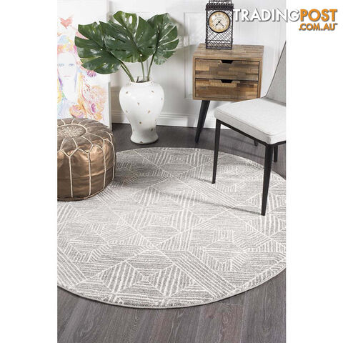 Oasis Kenza Contemporary Silver Round Rug 200X200cm - OAS-457-SIL-200X200