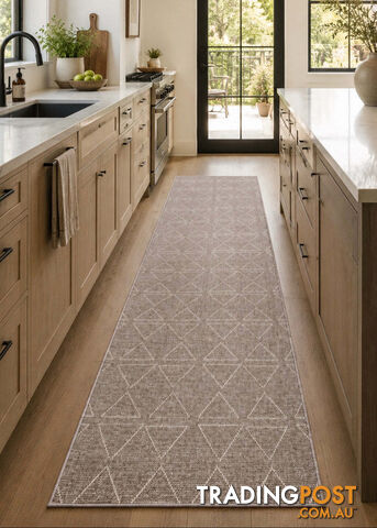 Roma Triangles Mocha Hallway Runner 67CM Wide 12M