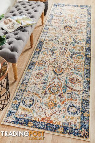 Evoke Peacock Ivory Transitional Runner Rug 300X80CM - EVO-255-IVO-300X80