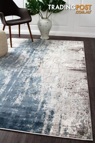 Kendra Roxana Distressed Timeless Rug Blue Grey White 300X80CM -...
