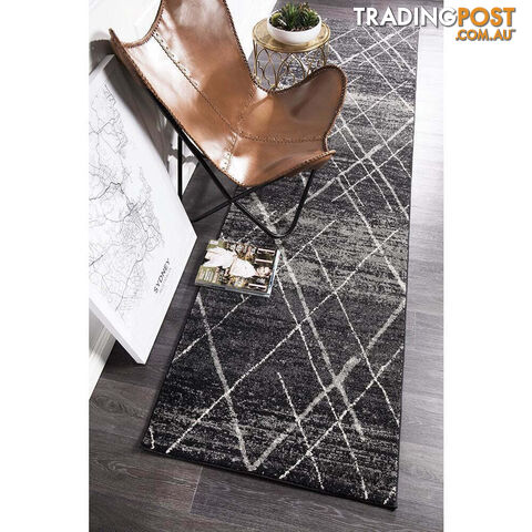 Oasis Noah Charcoal Contemporary Runner Rug 400X80cm - OAS-452-CHAR-400X80