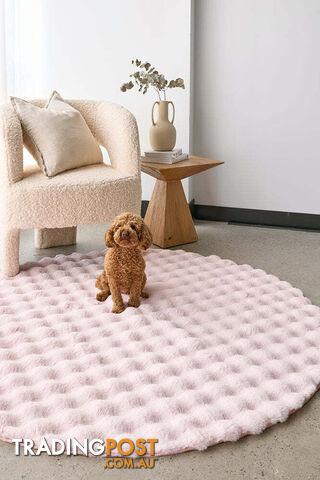 Bubble Blush Round - Machine Washable Rug 100X100CM - BUB-BLUSH-100X100