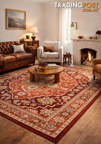 Kachan Red Medallion Rug 160 x 220CM - BKASHAN-4929-Z