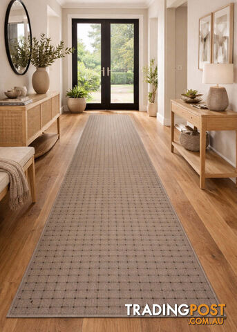 Roma Dots Taupe Hallway Runner 80CM Wide 3.5M - MOS JAZZ TAUPE 80CM
