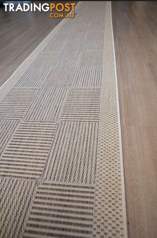 Suva Coffee Natural Squares 22 721 Hallway Runner Non Slip 1M  - 22 721 1M