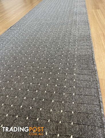 Roma Dots Dark Grey Hallway Runner 80CM Wide 1M  - Stanford Lead Sugar 80cm