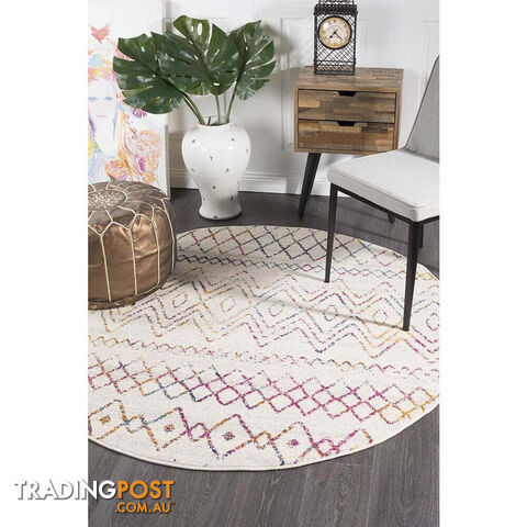 Oasis Nadia Multi Rustic Tribal Round Rug 200X200cm - OAS-453-MUL-200X200