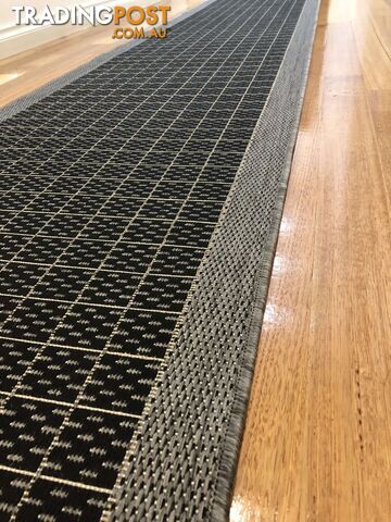 Suva Black Grey Hall Runner Non-Slip 405 212 10M - 405/212