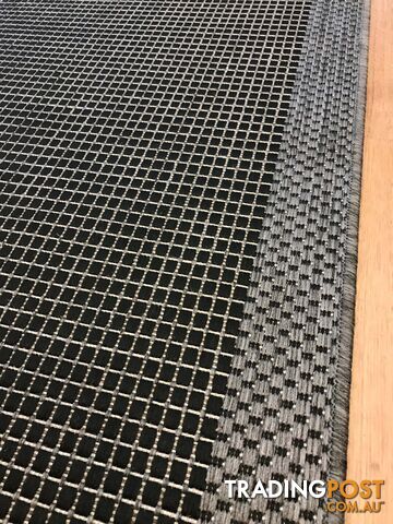 Suva Black Grey Flat Woven Hall Runner Non-Slip 17 212 14.5M