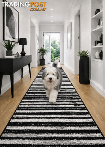 Seville Modern Hallway Runner 80CM Wide 12M - Axon-614681-Black