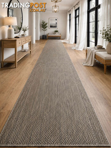 Malia Taupe Linen Hallway Runner Non-Slip 80cm Wide 1M - CHINO 20022 TAUPE LINEN...