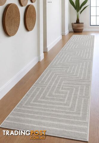 Summit Maze Grey Hallway Runner 80cm Wide 3.5M - OZLO - 7606511 ASH