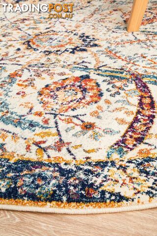 Evoke Peacock Ivory Transitional Round Rug 200X200CM  - EVO-255-IVO-200X200 - photo 5 of 9