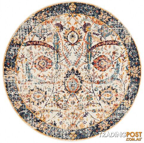 Evoke Peacock Ivory Transitional Round Rug 200X200CM  - EVO-255-IVO-200X200 - photo 4 of 9
