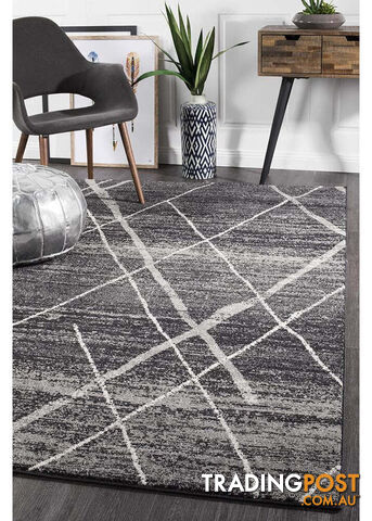 Oasis Noah Charcoal Contemporary Rug 300X80cm - OAS-452-CHAR-300X80