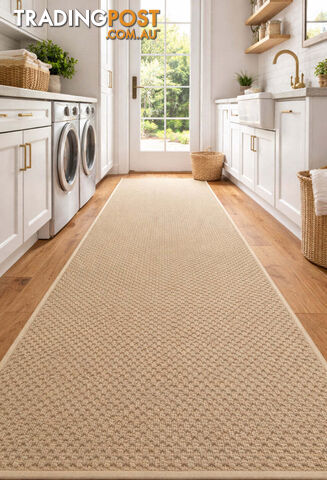 Phoenix Beige Hall Runner 67cm Wide Non Slip Backing 12.5M - TANGO - BYRON BAY