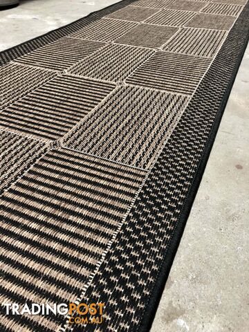 Suva Squares Coffee Black 22 121 Hallway Runner Non Slip 3.5M - 22/121 - photo 2 of 12