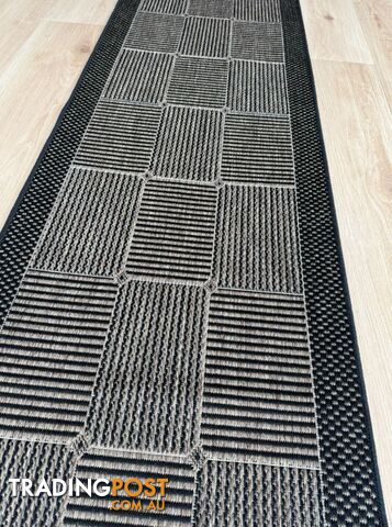 Suva Squares Coffee Black 22 121 Hallway Runner Non Slip 3.5M - 22/121 - photo 4 of 12