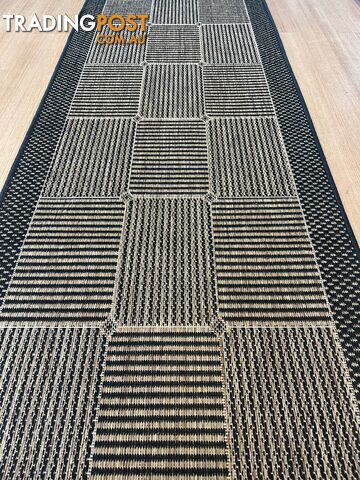 Suva Squares Coffee Black 22 121 Hallway Runner Non Slip 3.5M - 22/121 - photo 3 of 12