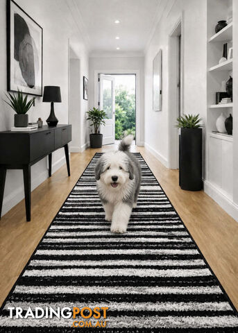 Seville Modern Hallway Runner 80CM Wide 7.5M - Axon-614681-Black