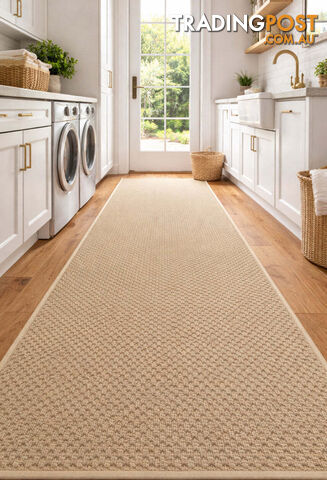 Phoenix Beige Hall Runner 67cm Wide Non Slip Backing 1M - TANGO - BYRON BAY