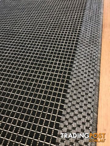 Suva Black Grey Flat Woven Hall Runner Non-Slip 17 212 3M - 17-212