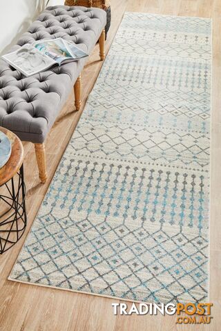 Evoke Slate White Transitional Runner Rug 400X80CM - EVO-260-WHI-400X80