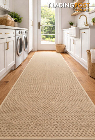Phoenix Beige Hall Runner 67cm Wide Non Slip Backing 4.5M - TANGO - BYRON BAY