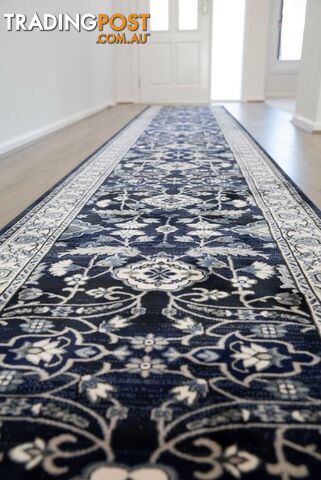 Verona Navy Hallway Runner 80CM Wide 15M  - 6256A NAVY VC