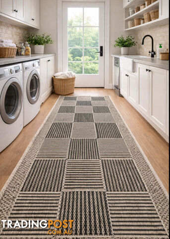 Suva Squares Black Coffee 22 112 Hallway Runner Non Slip 10M - 22-112-BC - photo 1 of 8